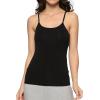 GYS Women’s Bamboo Viscose Camisole Undershirt Adjustable Spaghetti Strap Layering Tank Top(Black)