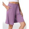 GYS Women’s Bamboo Viscose Pajama Shorts – Super Soft Sleep Shorts with Pockets & Elastic Waist(Purple)