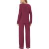 GYS Women’s Bamboo Viscose Pajamas Set Long Sleeve Crew Neck Sleepwear Super Soft Pjs Lounge Sets(Wine)