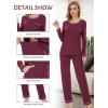 GYS Women’s Bamboo Viscose Pajamas Set Long Sleeve Crew Neck Sleepwear Super Soft Pjs Lounge Sets(Wine)