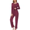 GYS Women’s Bamboo Viscose Pajamas Set Long Sleeve Crew Neck Sleepwear Super Soft Pjs Lounge Sets(Wine)