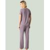 GYS Women’s Bamboo Viscose Pajamas Short Sleeve Sleep Shirt and Flare Pj Pants Sleepwear Set(Violet)