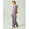 GYS Women’s Bamboo Viscose Pajamas Short Sleeve Sleep Shirt and Flare Pj Pants Sleepwear Set(Violet)
