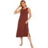 GYS Womens Bamboo Viscose Sleeveless Long Nightgowns(Brick Red)