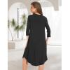 GYS Womens Long Nightgowns Soft Bamboo Viscose 3/4 Sleeves Pleated Sleepshirts Ladies Sleepwear Gown for Mom(Black)