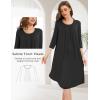 GYS Womens Long Nightgowns Soft Bamboo Viscose 3/4 Sleeves Pleated Sleepshirts Ladies Sleepwear Gown for Mom(Black)