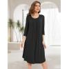 GYS Womens Long Nightgowns Soft Bamboo Viscose 3/4 Sleeves Pleated Sleepshirts Ladies Sleepwear Gown for Mom(Black)