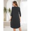 GYS Womens Long Nightgowns Soft Bamboo Viscose 3/4 Sleeves Pleated Sleepshirts Ladies Sleepwear Gown for Mom(Charcoal)