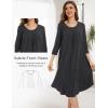 GYS Womens Long Nightgowns Soft Bamboo Viscose 3/4 Sleeves Pleated Sleepshirts Ladies Sleepwear Gown for Mom(Charcoal)