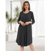 GYS Womens Long Nightgowns Soft Bamboo Viscose 3/4 Sleeves Pleated Sleepshirts Ladies Sleepwear Gown for Mom(Charcoal)