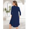 GYS Womens Long Nightgowns Soft Bamboo Viscose 3/4 Sleeves Pleated Sleepshirts Ladies Sleepwear Gown for Mom(Navy)