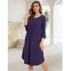 GYS Womens Long Nightgowns Soft Bamboo Viscose 3/4 Sleeves Pleated Sleepshirts Ladies Sleepwear Gown for Mom(Purple)