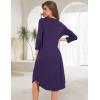 GYS Womens Long Nightgowns Soft Bamboo Viscose 3/4 Sleeves Pleated Sleepshirts Ladies Sleepwear Gown for Mom(Purple)