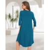 GYS Womens Long Nightgowns Soft Bamboo Viscose 3/4 Sleeves Pleated Sleepshirts Ladies Sleepwear Gown for Mom(Teal Blue)
