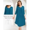 GYS Womens Long Nightgowns Soft Bamboo Viscose 3/4 Sleeves Pleated Sleepshirts Ladies Sleepwear Gown for Mom(Teal Blue)