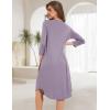 GYS Womens Long Nightgowns Soft Bamboo Viscose 3/4 Sleeves Pleated Sleepshirts Ladies Sleepwear Gown for Mom(Violet)