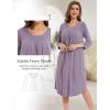 GYS Womens Long Nightgowns Soft Bamboo Viscose 3/4 Sleeves Pleated Sleepshirts Ladies Sleepwear Gown for Mom(Violet)