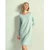 GYS Womens Long Sleeve Nightgown Bamboo Cotton Nightshirts Sleepwear Soft Stretchy Sleep Dress with Pockets(Aqua Blue)