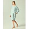 GYS Womens Long Sleeve Nightgown Bamboo Cotton Nightshirts Sleepwear Soft Stretchy Sleep Dress with Pockets(Aqua Blue)