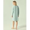 GYS Womens Long Sleeve Nightgown Bamboo Cotton Nightshirts Sleepwear Soft Stretchy Sleep Dress with Pockets(Aqua Blue)