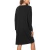 GYS Womens Long Sleeve Nightgown Bamboo Cotton Nightshirts Sleepwear Soft Stretchy Sleep Dress with Pockets(Black)