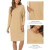 GYS Womens Long Sleeve Nightgown Bamboo Cotton Nightshirts Sleepwear Soft Stretchy Sleep Dress with Pockets(Brown)