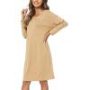 GYS Womens Long Sleeve Nightgown Bamboo Cotton Nightshirts Sleepwear Soft Stretchy Sleep Dress with Pockets(Brown)