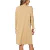 GYS Womens Long Sleeve Nightgown Bamboo Cotton Nightshirts Sleepwear Soft Stretchy Sleep Dress with Pockets(Brown)