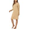 GYS Womens Long Sleeve Nightgown Bamboo Cotton Nightshirts Sleepwear Soft Stretchy Sleep Dress with Pockets(Brown)