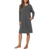 GYS Womens Long Sleeve Nightgown Bamboo Cotton Nightshirts Sleepwear Soft Stretchy Sleep Dress with Pockets(Charoal)