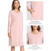 GYS Womens Long Sleeve Nightgown Bamboo Cotton Nightshirts Sleepwear Soft Stretchy Sleep Dress with Pockets(Dusty Orchid)