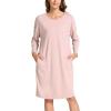 GYS Womens Long Sleeve Nightgown Bamboo Cotton Nightshirts Sleepwear Soft Stretchy Sleep Dress with Pockets(Dusty Orchid)