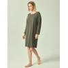 GYS Womens Long Sleeve Nightgown Bamboo Cotton Nightshirts Sleepwear Soft Stretchy Sleep Dress with Pockets(Green)