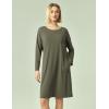 GYS Womens Long Sleeve Nightgown Bamboo Cotton Nightshirts Sleepwear Soft Stretchy Sleep Dress with Pockets(Green)