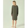 GYS Womens Long Sleeve Nightgown Bamboo Cotton Nightshirts Sleepwear Soft Stretchy Sleep Dress with Pockets(Green)
