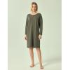 GYS Womens Long Sleeve Nightgown Bamboo Cotton Nightshirts Sleepwear Soft Stretchy Sleep Dress with Pockets(Green)
