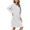 GYS Womens Long Sleeve Nightgown Bamboo Cotton Nightshirts Sleepwear Soft Stretchy Sleep Dress with Pockets(Light Grey)