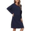 GYS Womens Long Sleeve Nightgown Bamboo Cotton Nightshirts Sleepwear Soft Stretchy Sleep Dress with Pockets(Navy)