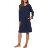 GYS Womens Long Sleeve Nightgown Bamboo Cotton Nightshirts Sleepwear Soft Stretchy Sleep Dress with Pockets(Navy)