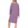 GYS Womens Long Sleeve Nightgown Bamboo Cotton Nightshirts Sleepwear Soft Stretchy Sleep Dress with Pockets(Purple)
