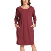 GYS Womens Long Sleeve Nightgown Bamboo Cotton Nightshirts Sleepwear Soft Stretchy Sleep Dress with Pockets(Wine)