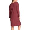 GYS Womens Long Sleeve Nightgown Bamboo Cotton Nightshirts Sleepwear Soft Stretchy Sleep Dress with Pockets(Wine)