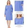 GYS Womens Long Sleeve Nightgown Bamboo Cotton Nightshirts Sleepwear Soft Stretchy Sleep Dress with Pockets(Witt Blue)