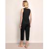 GYS Womens Pajama Set, Bamboo Viscose Pjs, Sleeveless Satin V-Neck Tank Top and Capri Pants 2 Piece Lounge Set(Black)