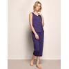 GYS Womens Pajama Set, Bamboo Viscose Pjs, Sleeveless Satin V-Neck Tank Top and Capri Pants 2 Piece Lounge Set(Deep Purple)
