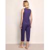 GYS Womens Pajama Set, Bamboo Viscose Pjs, Sleeveless Satin V-Neck Tank Top and Capri Pants 2 Piece Lounge Set(Deep Purple)