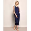 GYS Womens Pajama Set, Bamboo Viscose Pjs, Sleeveless Satin V-Neck Tank Top and Capri Pants 2 Piece Lounge Set(Navy)