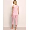 GYS Womens Pajama Set, Bamboo Viscose Pjs, Sleeveless Satin V-Neck Tank Top and Capri Pants 2 Piece Lounge Set(Pink)