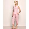 GYS Womens Pajama Set, Bamboo Viscose Pjs, Sleeveless Satin V-Neck Tank Top and Capri Pants 2 Piece Lounge Set(Pink)