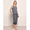 GYS Womens Pajama Set, Bamboo Viscose Pjs, Sleeveless Satin V-Neck Tank Top and Capri Pants 2 Piece Lounge Set(Reddish Grey)